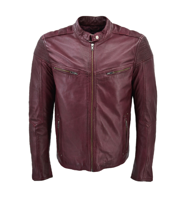 Leather men's jacket  (cherry)