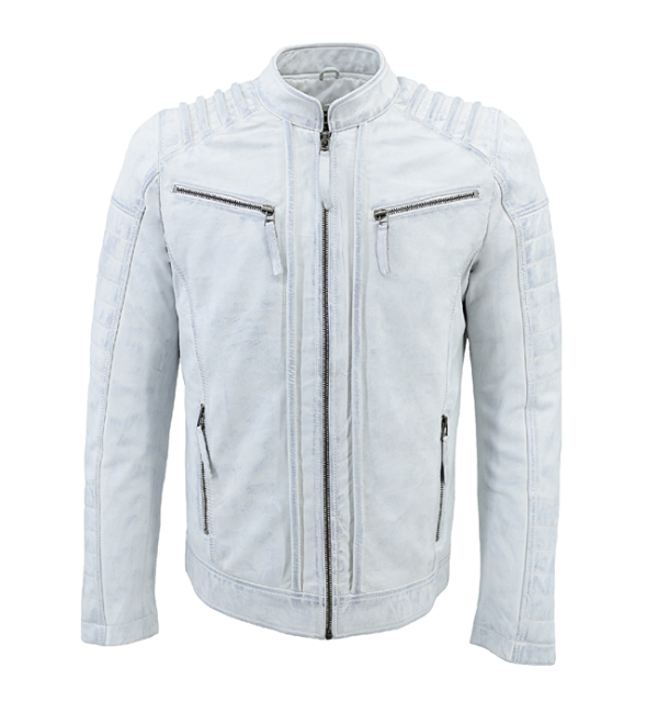 Leather men's jacket (white)
