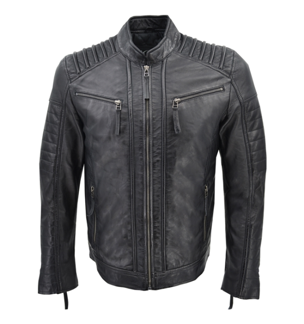 Leather men's jacket (black)