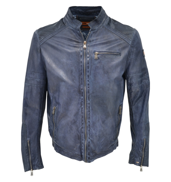 Leather men's jacket (blue)