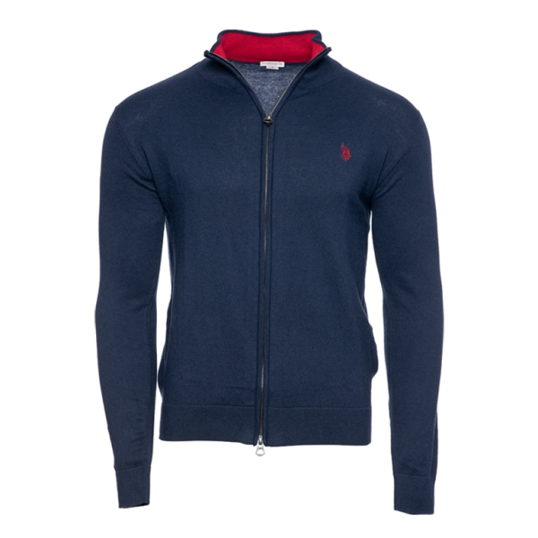 Men's Cardigan with Navy Zipper Blue